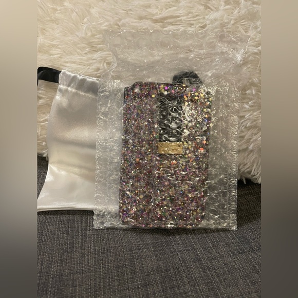 Authentic New JIMMY CHOO Multicoloured Coarse Glitter Card Holder - Picture 7 of 8